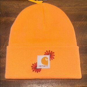 Carhartt Kids' Orange Floral Beanie Hand stitched